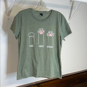 Gildan‎ Softstyle Heather Green T-Shirt for Cat Lovers- S